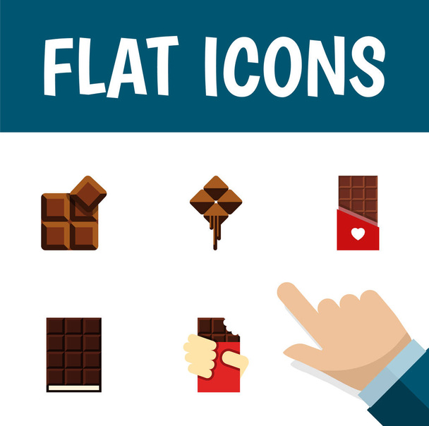 Édes lapos ikon készlet, kakaót, alakú doboz, ízletes és más vektoros objektumok. Is tartalmaz a doboz, Delicious, desszert elemek. - Vektor, kép