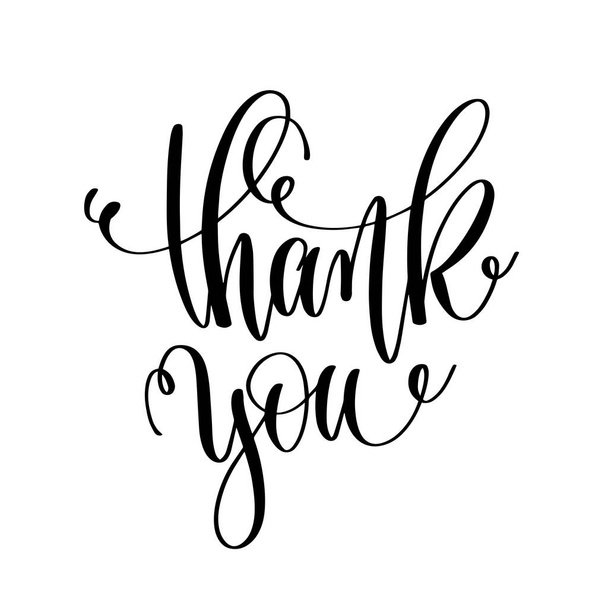 thank you - black and white hand lettering inscription motivatio - Vector, Image