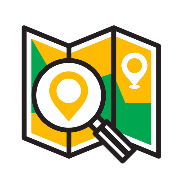 Icono ilustración para la ubicación de búsqueda
 - Vector, imagen