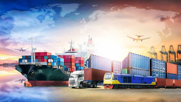 Empresa global logística importación exportación fondo y contenedor transporte de carga concepto
 - Foto, imagen