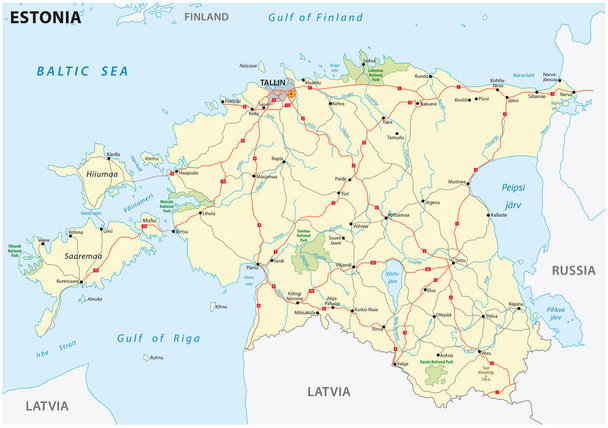 Естонія дороги і Національний парк карта - Вектор, зображення