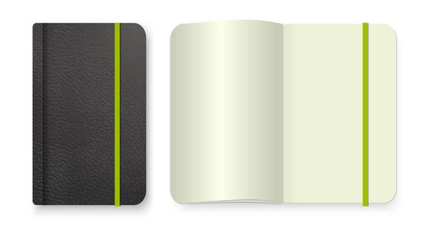 Top view notepad template. Vector realistic blank magazine or book spread on white background. - Vetor, Imagem