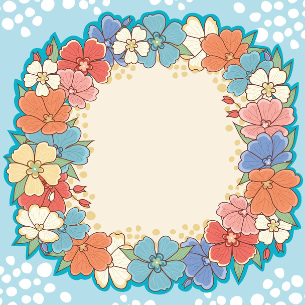 Floral frame. Cute background. - Вектор, зображення