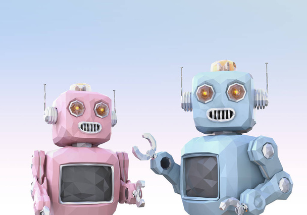Robots de style poly bas sont appréciés bavarder entre eux
 - Photo, image