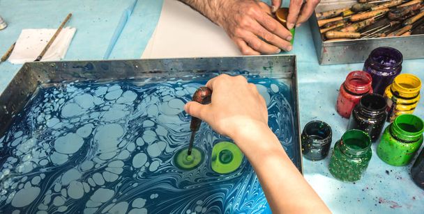 Ebru - The art of painting on the water - Photo, Image