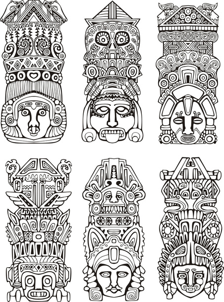 Postes tótem aztecas
 - Vector, Imagen