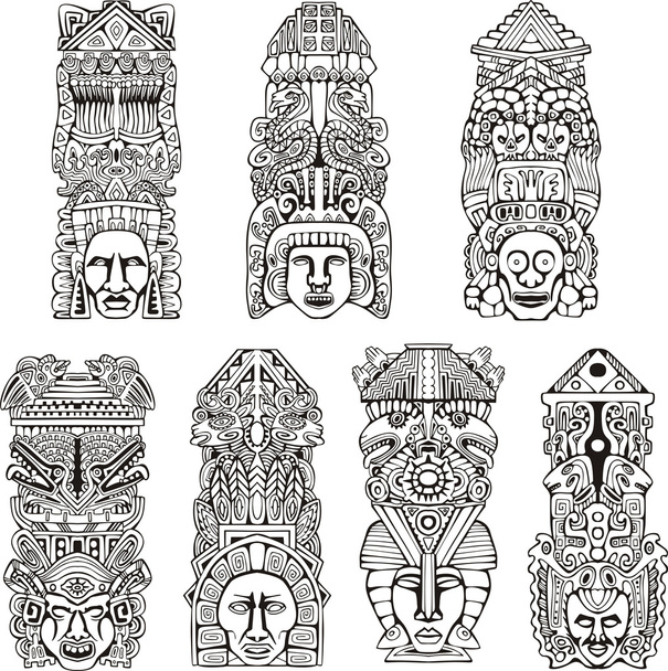 Aztek totem direkleri - Vektör, Görsel