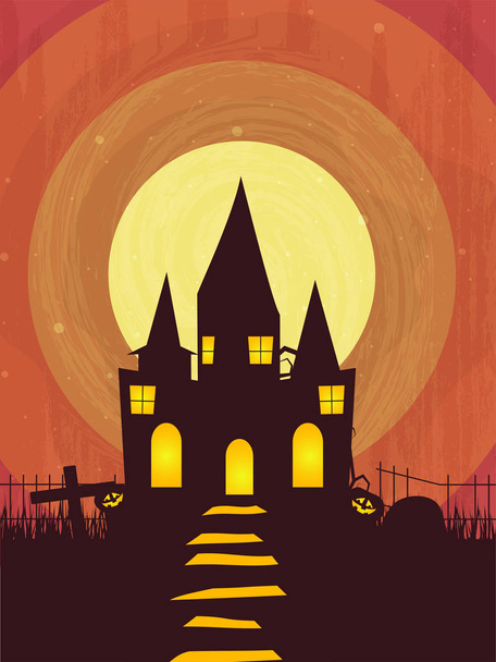 Spooky castle for Halloween celebration. - Вектор,изображение