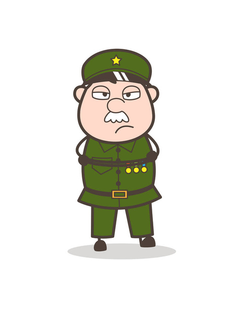 Cartoon Unhappy Sergeant Face Vector Illustration - Vector, Image