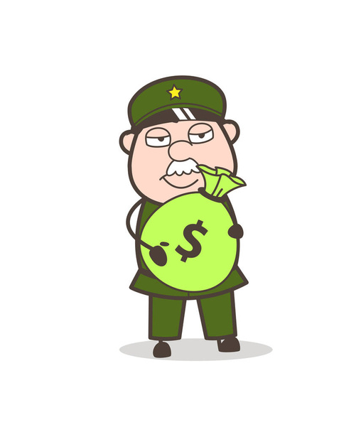 Sergent de bande dessinée tenant un sac d'argent Illustration vectorielle
 - Vecteur, image