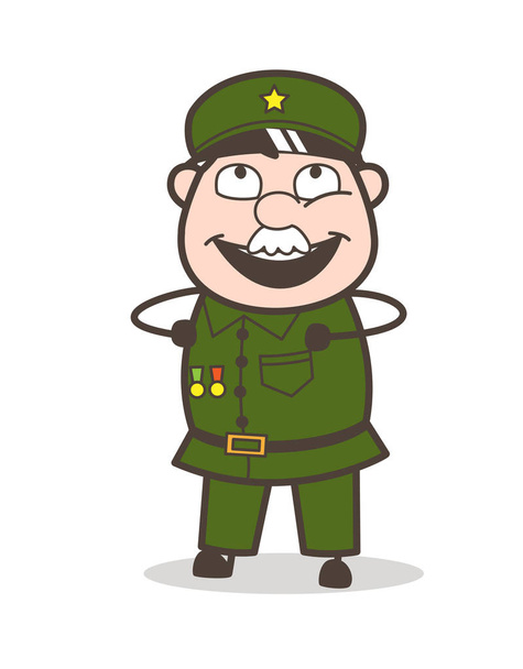 Cartoon Sergeant Laughing on Funny Joke Vector Illustration - Vector, Image