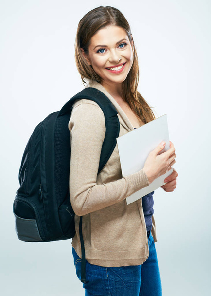 Student woman isolated portrait. Smiling girl - Foto, immagini