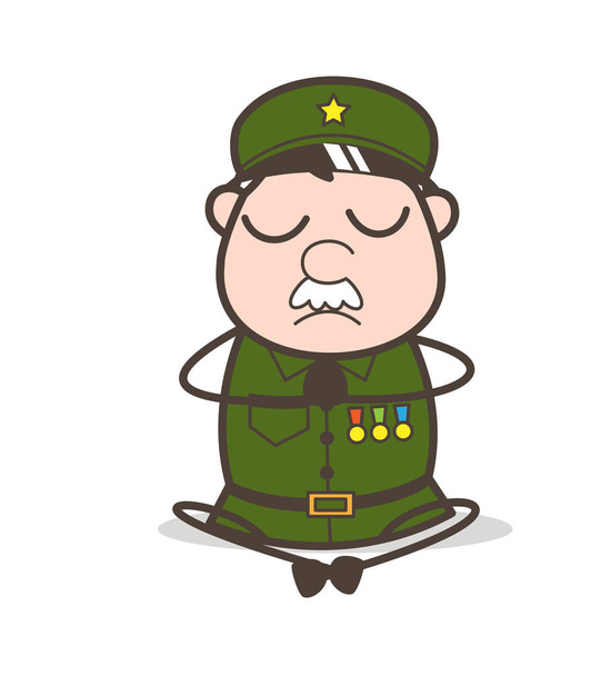 Sergent de bande dessinée faisant la méditation Illustration vectorielle
 - Vecteur, image