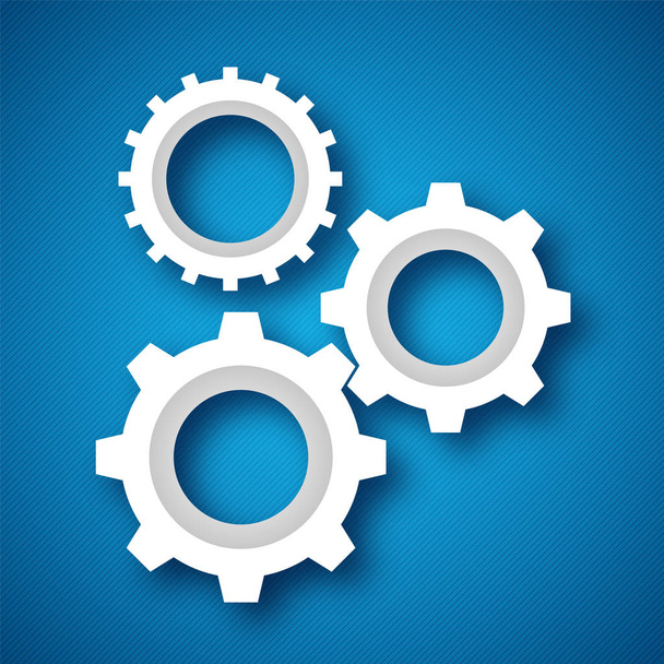 3D gear icons on blue background. - Διάνυσμα, εικόνα
