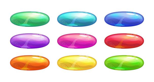 Cartoon colorful glossy oval buttons set. - Vetor, Imagem