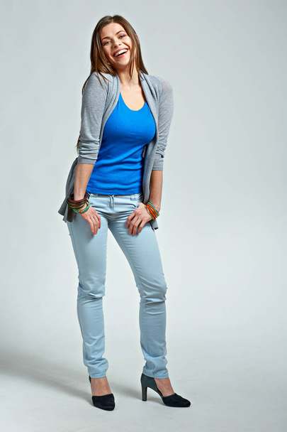 Full body portrait of young woman casual dressed. - Foto, imagen