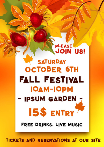 Fall festival of autumn harvest banner template - Vector, Image
