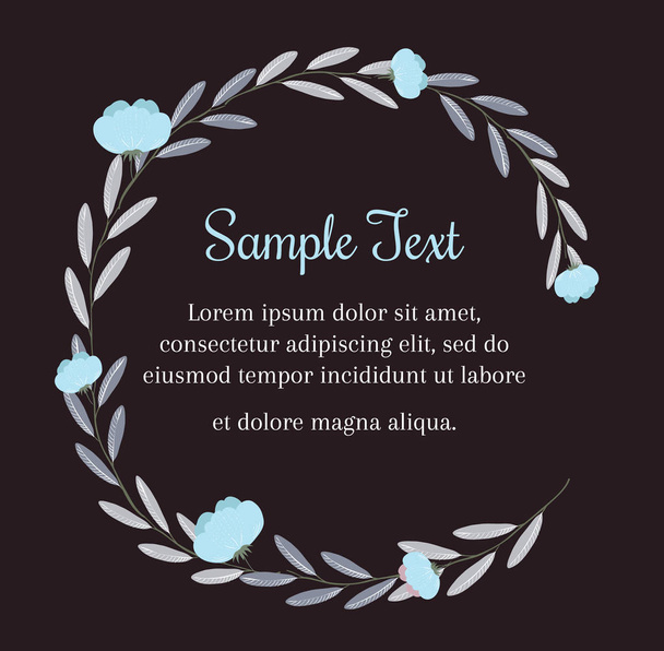 Wreath of blue flowers in vintage style for text.  - Vektor, kép