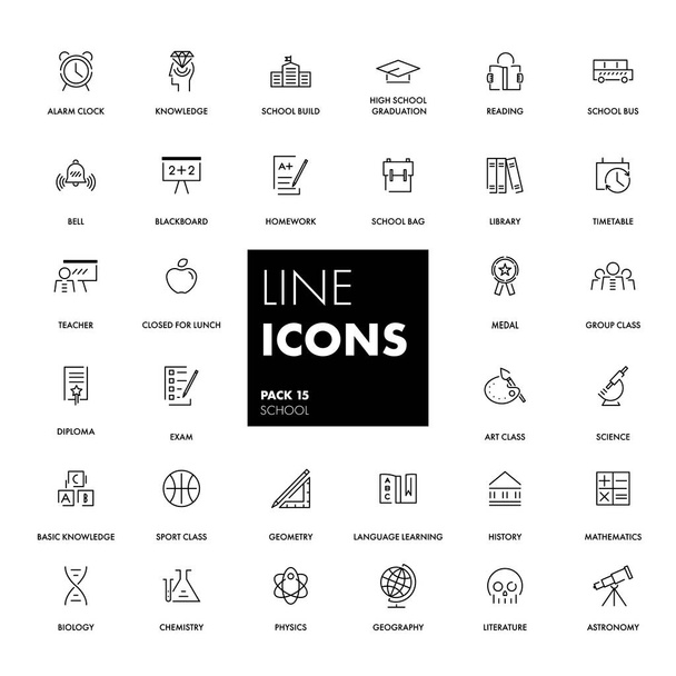 Line icons set. School  - Vektor, Bild