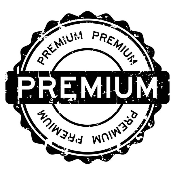 Grunge black premium round rubber seal stamp on white background - Vettoriali, immagini