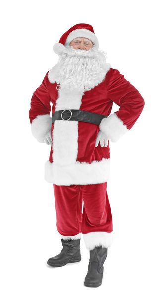 Auténtico Santa Claus de pie sobre fondo blanco
 - Foto, Imagen