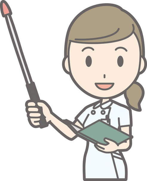 Ilustración de que una enfermera con una bata blanca tiene un instructor
 - Vector, Imagen