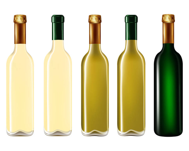 botellas de vino en fila  - Vector, Imagen