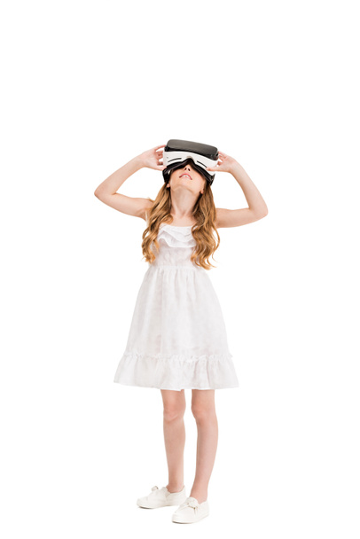 little girl in vr headset - Foto, afbeelding