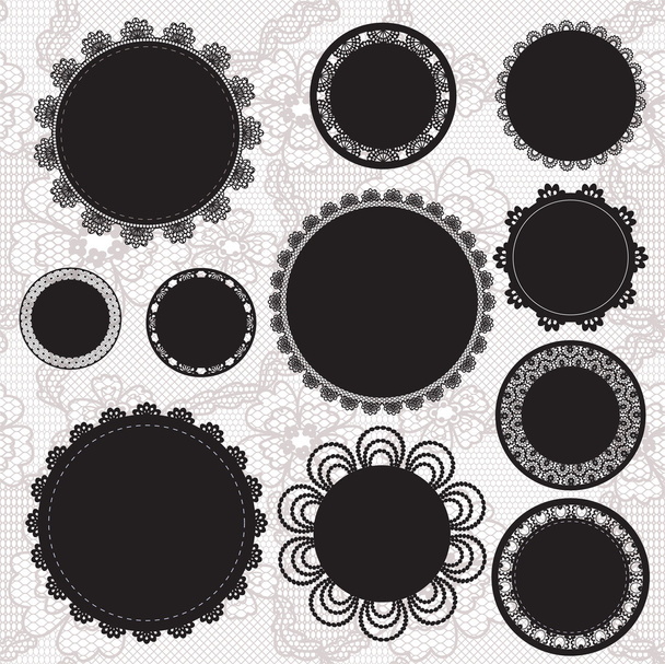Set of round lacy doilies. - Vector, imagen