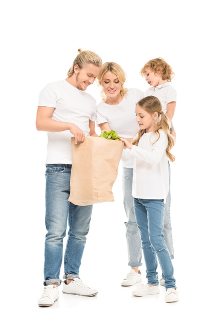 family with paper bag - Foto, imagen