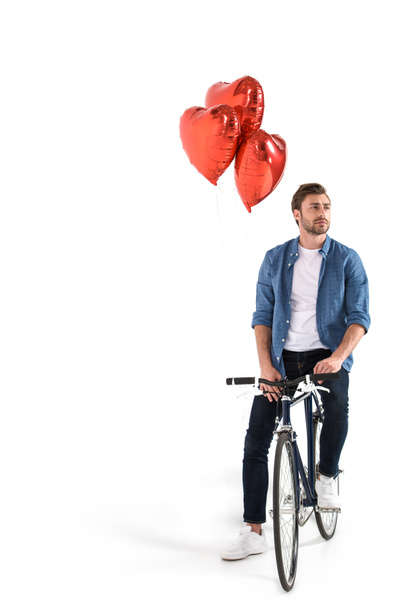 Mann mit Fahrrad und Luftballons - Foto, Bild