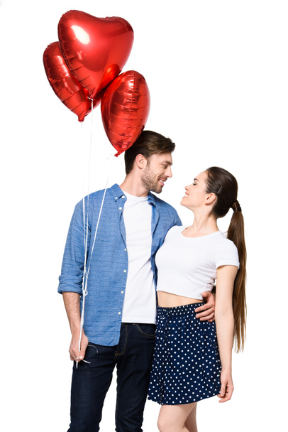 couple with heart shaped balloons  - Photo, Image