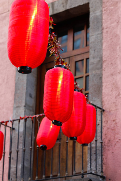 Çin yeni yılı kırmızı kağıt lambalar - Fotoğraf, Görsel