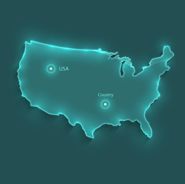 EUA mapa luz vetor de néon
 - Vetor, Imagem