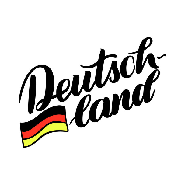 Deutschland letras desenhadas à mão com bandeira. Ilustração de letras vetoriais isolada sobre branco. Modelo para o tradicional festival alemão Oktoberfest bier
 - Vetor, Imagem