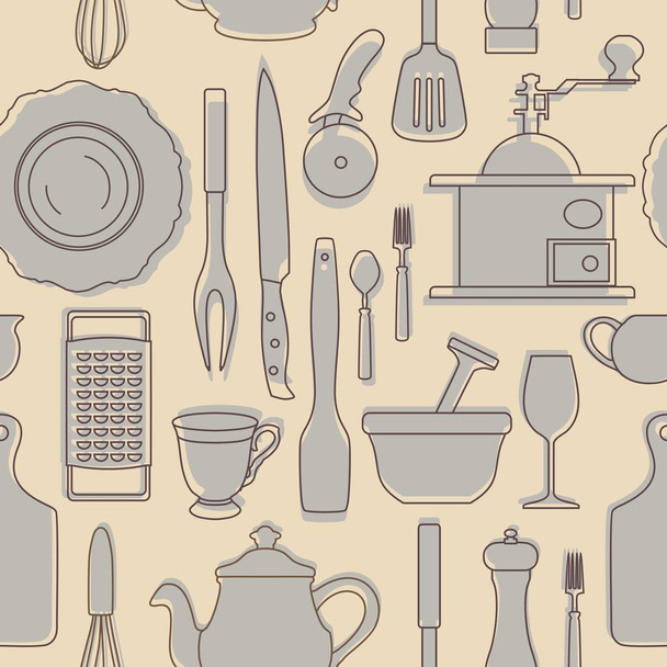 Serie di sagome di utensili da cucina. Stile vintage. Illustrazione vettoriale
. - Vettoriali, immagini