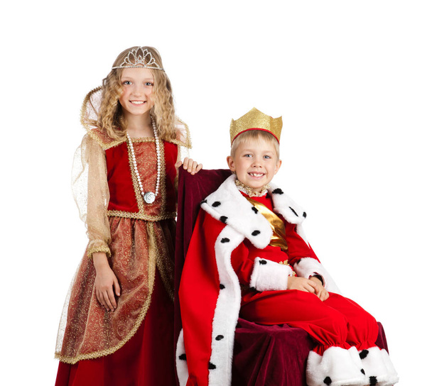 Portrait of Happy King and Qween in Carnival Costumes - Photo, Image