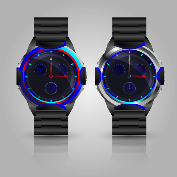 Dva kovové Náramkové hodinky, vektorové ilustrace - Vektor, obrázek