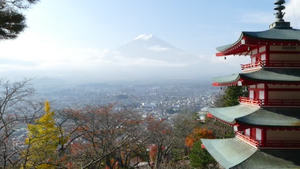 Imaging Mt. Fuji з червоного клена Осіннє листя, Японія - Кадри, відео