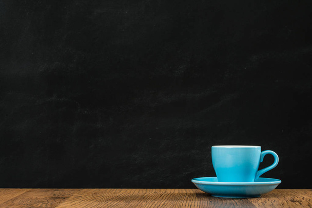 blue ceramic coffee cup set with blank black - Foto, Bild