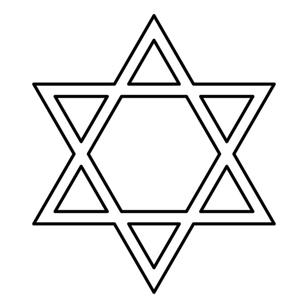 Jewish star of David black color icon . - Vector, Image