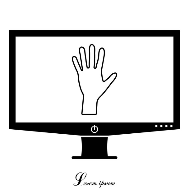 Icono plano de mano sobre pantalla
 - Vector, Imagen
