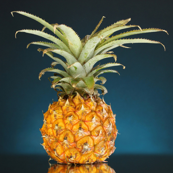Ripe pineapple on dark blue background - Zdjęcie, obraz