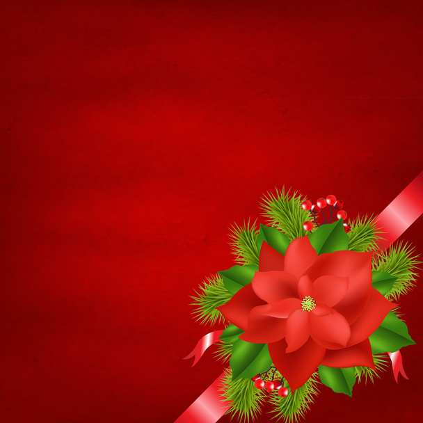 winter bloem met rode achtergrond - Vector, afbeelding