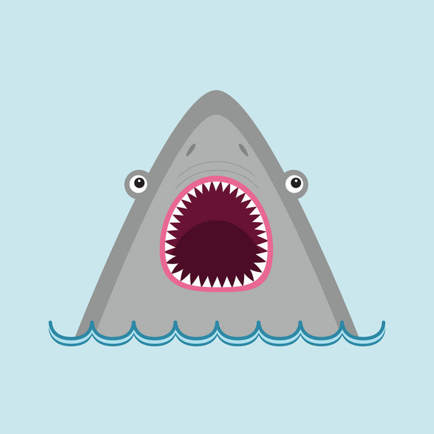 Shark head face with big open mouth  - Vektor, Bild