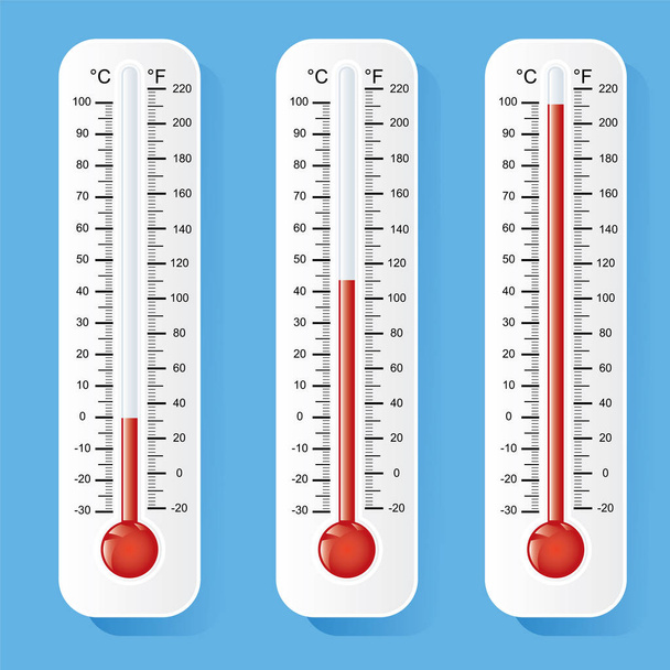 青色の背景のベクトルに温度計のアイコン - ベクター画像