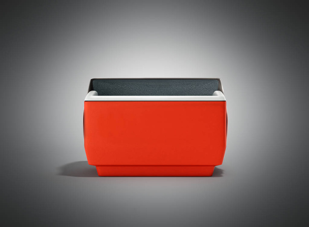 open refrigerator box red 3d render on grey background - Fotó, kép