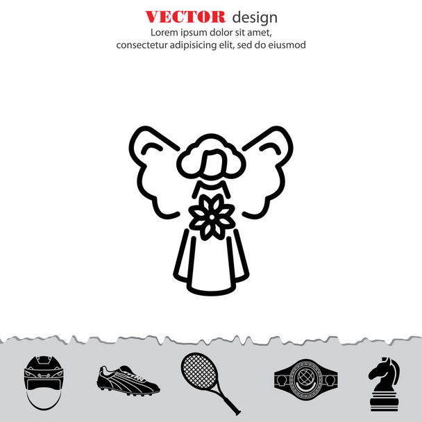 Engel met bloem pictogram - Vector, afbeelding