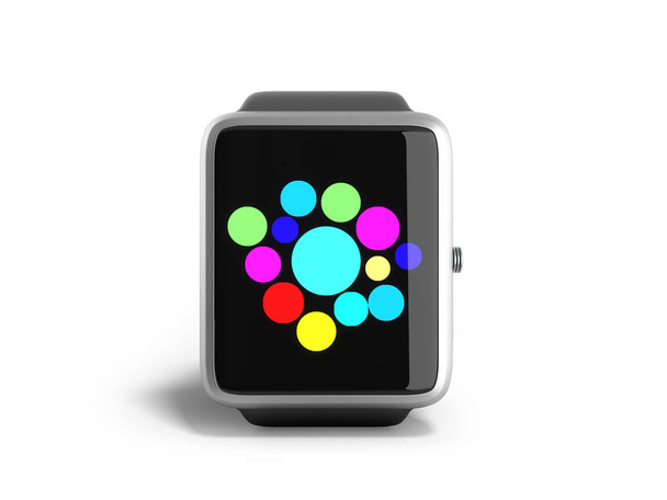 digital smart watch or clock with icons 3d render on white - Zdjęcie, obraz