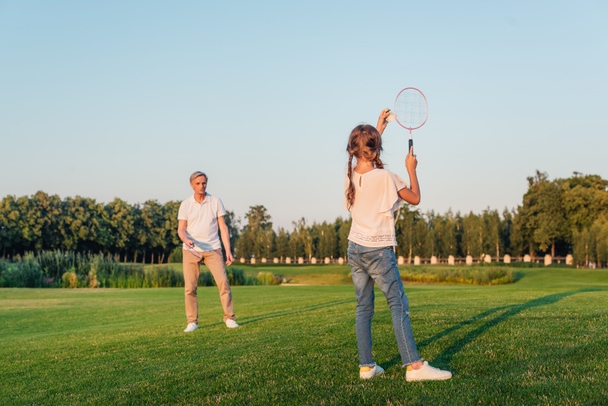 family playing badminton - Φωτογραφία, εικόνα